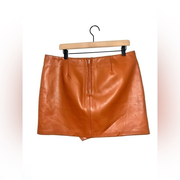 LAST CHANCE BLANKNYC NWT Camel Brown Faux Leather Layered Mini Skirt Size 32 - Picture 4 of 11
